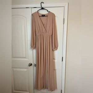 LULUS PINK BLUSH long sleeve maxi dress